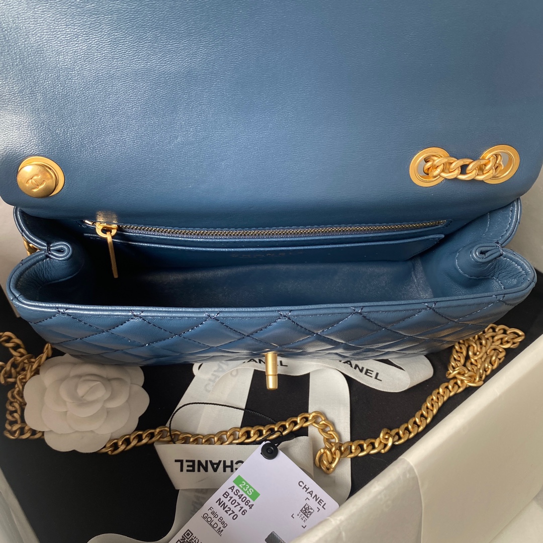 Classic Flap Lambskin Bag AS4046 Dark Blue